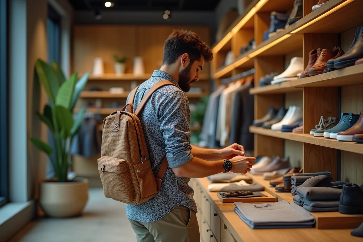 Homme regardant une montre dans une boutique élégante